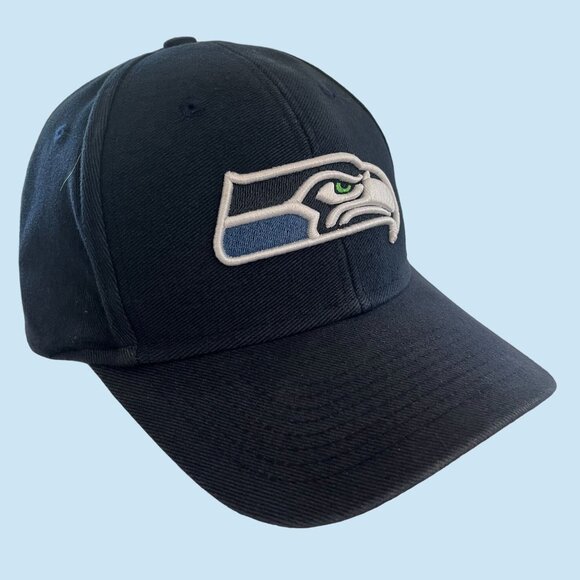 Seattle Seahawks Hat Cap Adult Strap Back Blue White Reebok NFL Football Mens - Picture 2 of 8